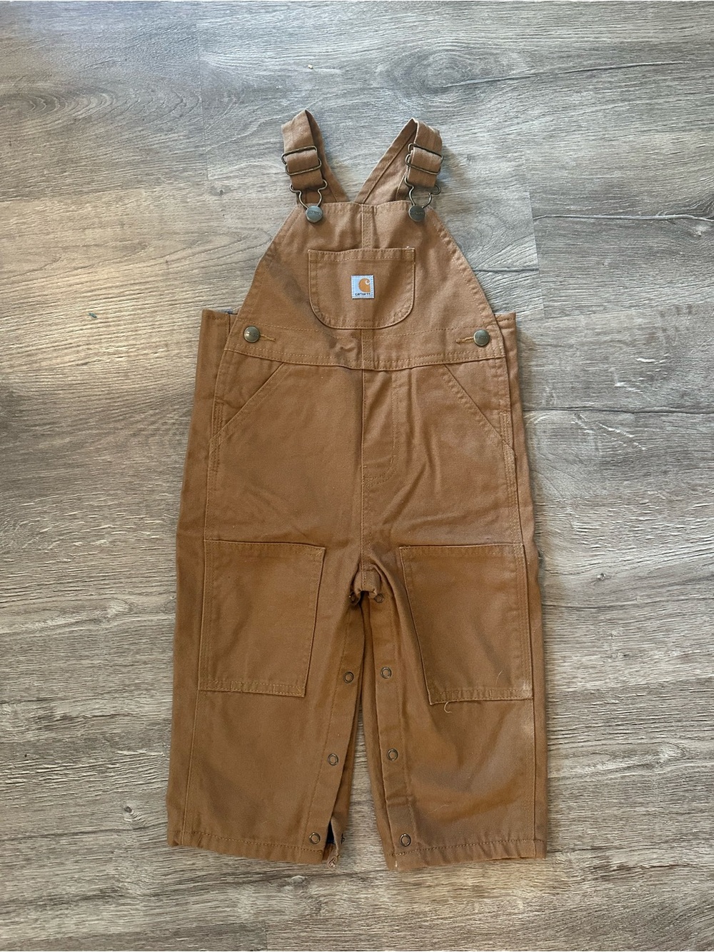 Carhartt Brown Kids Duck Canvas Overalls with Fleece 18 Months
